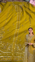 UNSTICTHED Mustard Hania Amir dress by zahra shah jahan