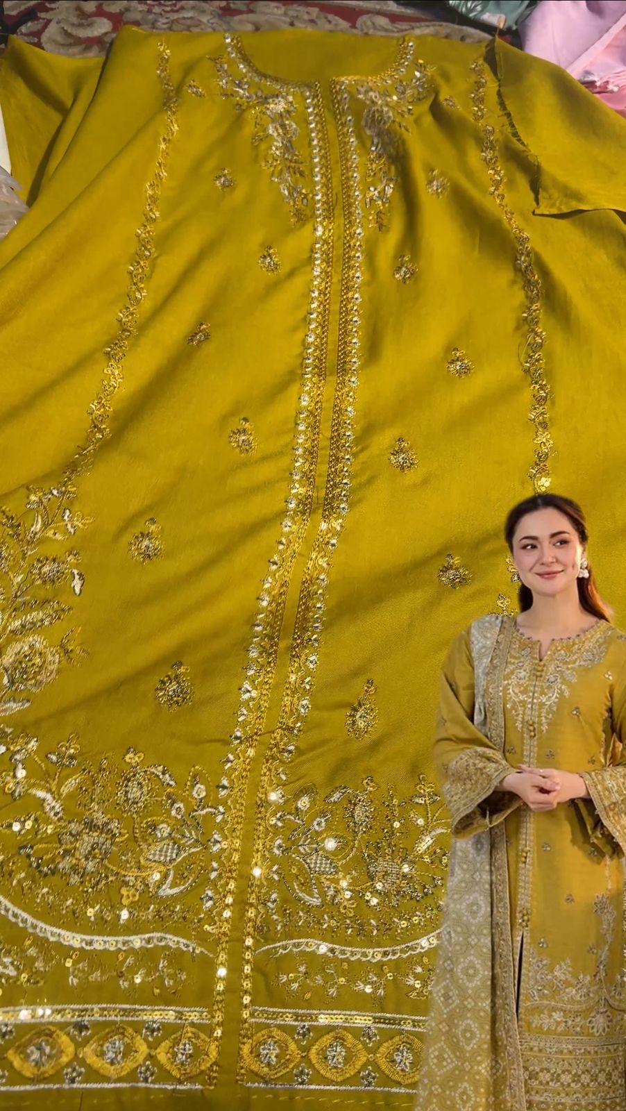 UNSTICTHED Mustard Hania Amir dress by zahra shah jahan